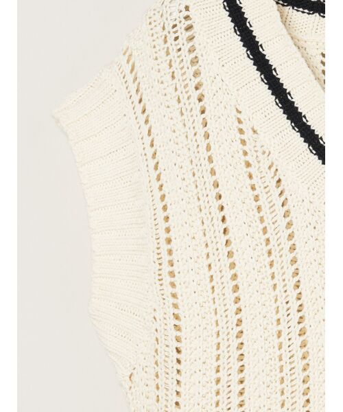 three dots / スリードッツ ニット・セーター | Mesh cotton sweater vest | 詳細3