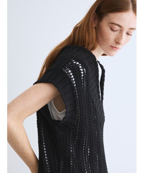three dots / スリードッツ ニット・セーター | Mesh cotton sweater vest | 詳細8