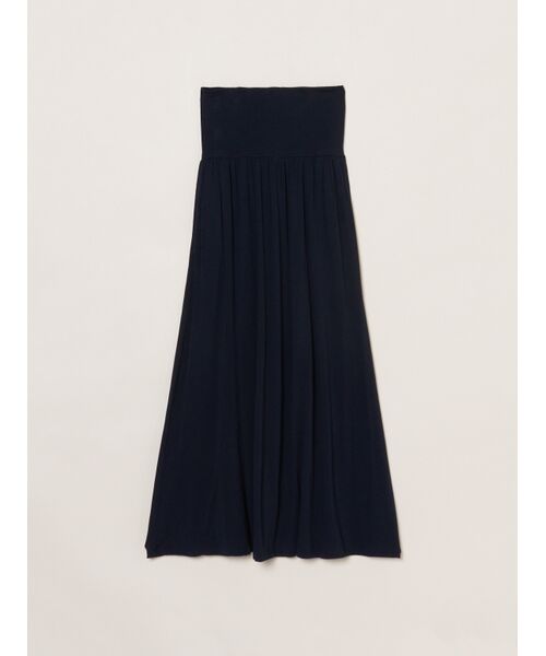 three dots / スリードッツ スカート | Travel line fold over skirt（dark navy）
