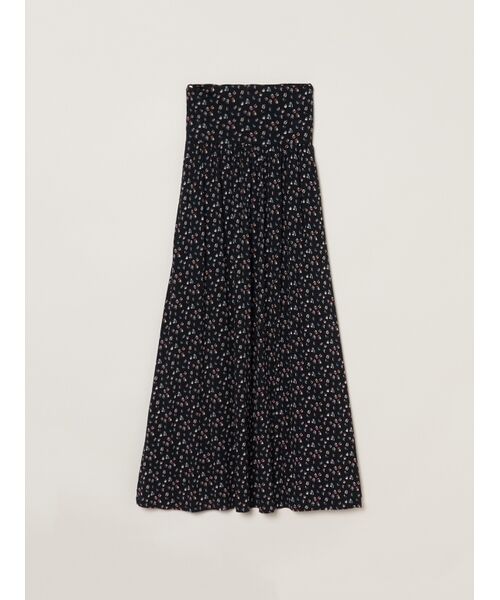 three dots / スリードッツ スカート | Travel line fold over skirt(black multi)