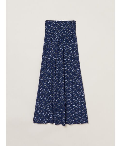 three dots / スリードッツ スカート | Travel line fold over skirt(blue multi)