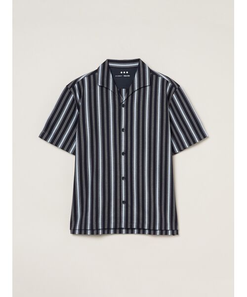 three dots/スリードッツ Men's russell's/s shirts navy stripe S three dots/スリードッツ Men's russell's/s shirts navy stripe S