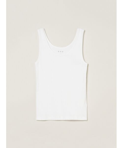 three dots/スリードッツ Cotton rib 2×1 tank white S three dots/スリードッツ Cotton rib 2×1 tank white S