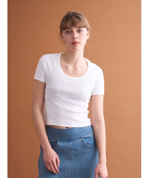 tシャツ three dots / JESSICA ショートスリーブ Tシャツ レディース Cotton basics cropped jessica （Tシャツ）｜three dots
