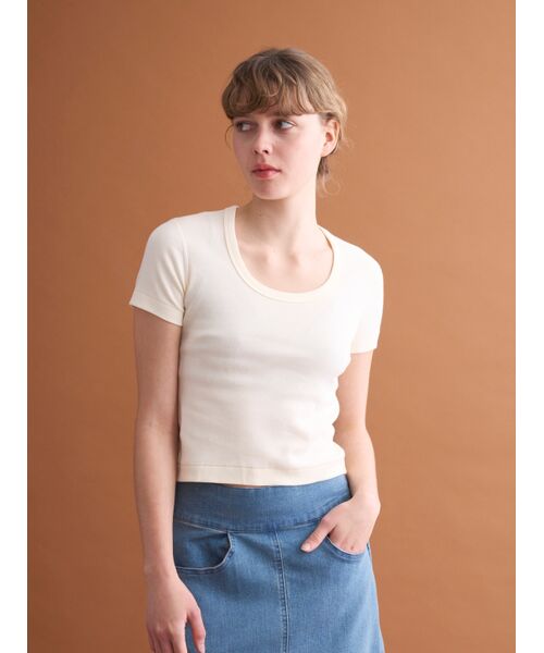 three dots / スリードッツ Tシャツ | Cotton basics cropped jessica | 詳細8