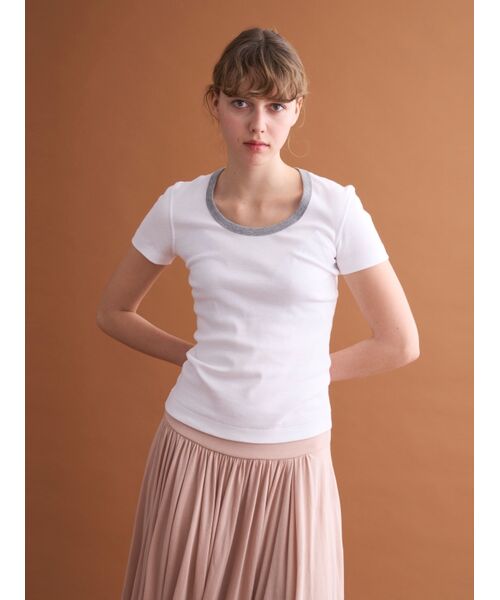 Cotton basics ringer jessica （Tシャツ）｜three dots
