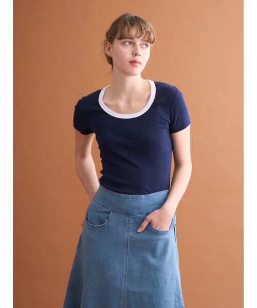 three dots / スリードッツ Tシャツ | Cotton basics ringer jessica | 詳細8