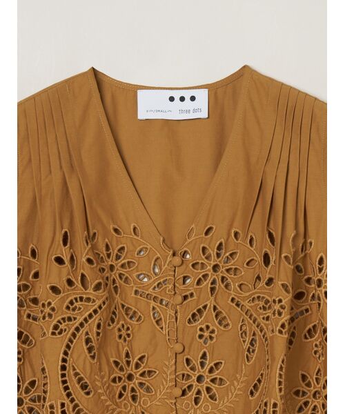 Tropical  3ED 1枚 Lace layered high neck tops (green)
