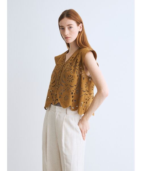 three dots / スリードッツ その他トップス | Tropical lace tops | 詳細7