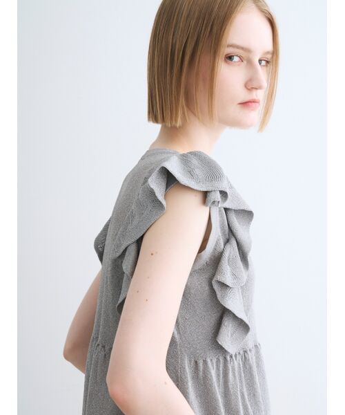 three dots / スリードッツ その他トップス | Shimmer sweater  ruffle top | 詳細9