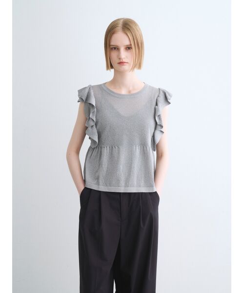 three dots / スリードッツ その他トップス | Shimmer sweater  ruffle top | 詳細6