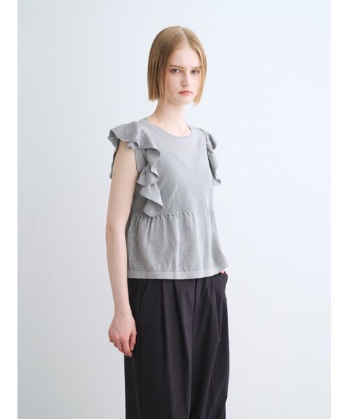 three dots / スリードッツ その他トップス | Shimmer sweater  ruffle top | 詳細7