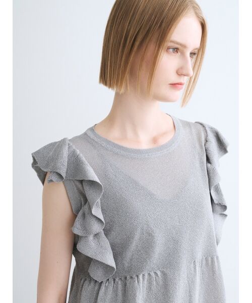 three dots / スリードッツ その他トップス | Shimmer sweater  ruffle top | 詳細8