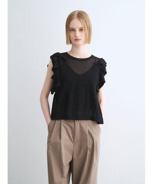 three dots / スリードッツ その他トップス | Shimmer sweater  ruffle top | 詳細6