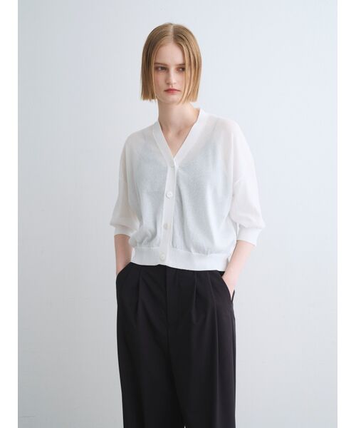 three dots / スリードッツ カーディガン・ボレロ | Shimmer sweater half slv CD | 詳細6