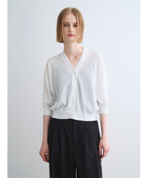 three dots / スリードッツ カーディガン・ボレロ | Shimmer sweater half slv CD | 詳細7