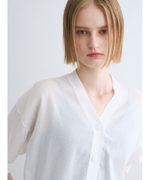 three dots / スリードッツ カーディガン・ボレロ | Shimmer sweater half slv CD | 詳細8