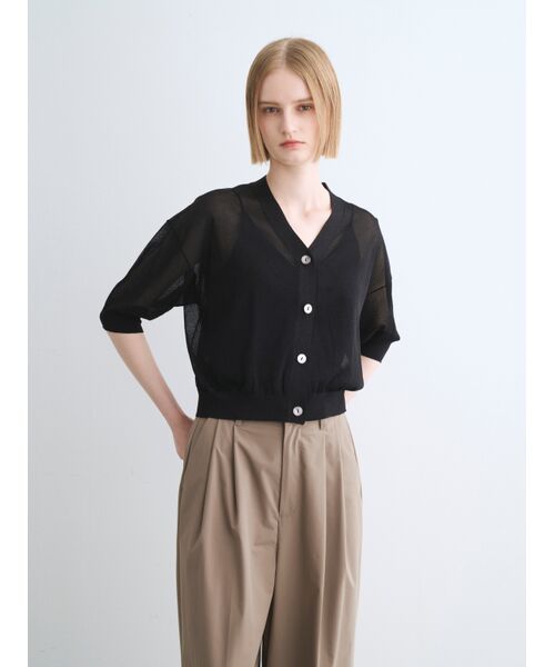 three dots / スリードッツ カーディガン・ボレロ | Shimmer sweater half slv CD | 詳細6