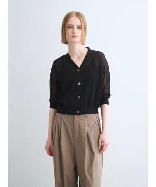 three dots / スリードッツ カーディガン・ボレロ | Shimmer sweater half slv CD | 詳細7