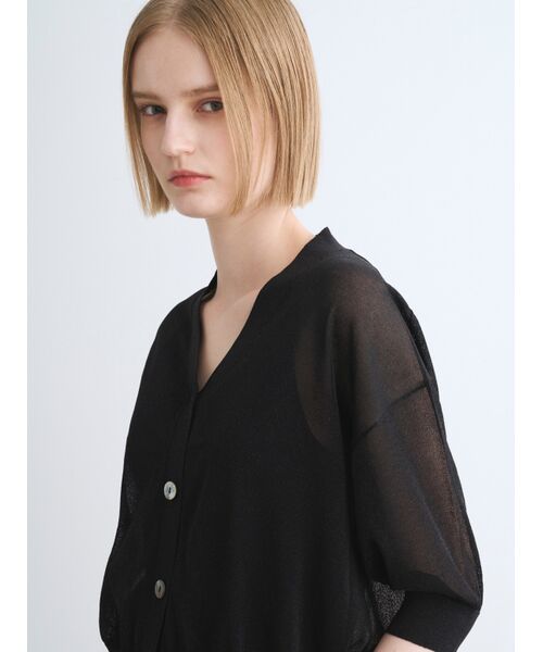 three dots / スリードッツ カーディガン・ボレロ | Shimmer sweater half slv CD | 詳細8