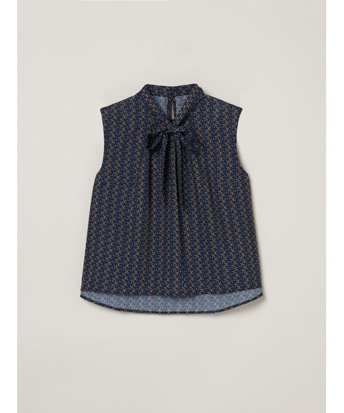 three dots/スリードッツ Dry twill tie brouse multi M three dots/スリードッツ Dry twill tie brouse multi M