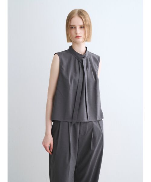 three dots / スリードッツ その他トップス | Dry twill tie brouse | 詳細6