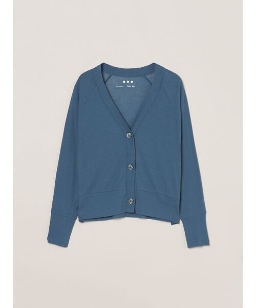 three dots / スリードッツ カーディガン・ボレロ | Soft see-through cardigan(greyish blue)