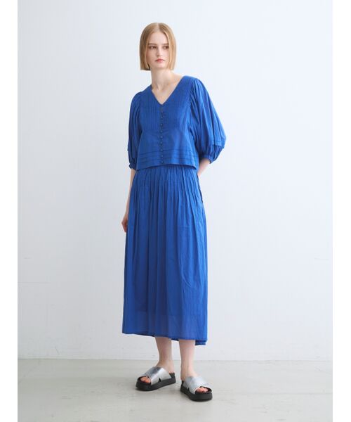three dots / スリードッツ スカート | Cotton loan tuck skirt | 詳細8