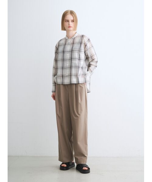 three dots / スリードッツ その他トップス | Sheer cotton band collar shirt | 詳細9