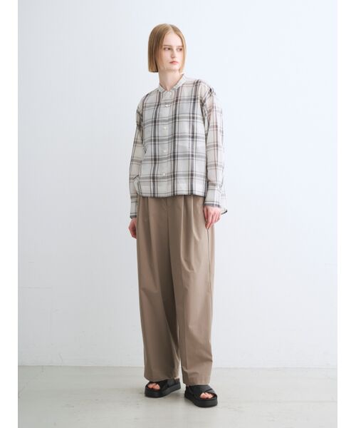 three dots / スリードッツ その他トップス | Sheer cotton band collar shirt | 詳細10