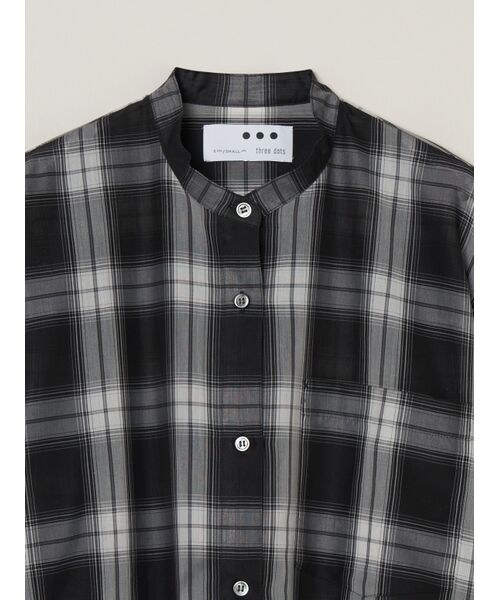 three dots / スリードッツ その他トップス | Sheer cotton band collar shirt | 詳細2