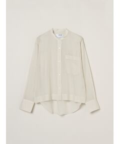 three dots / スリードッツ シャツ・ブラウス | Sheer cotton band collar shirt
