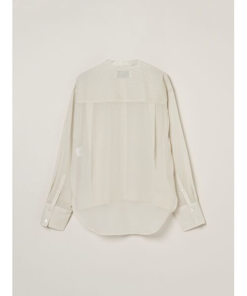 three dots / スリードッツ シャツ・ブラウス | Sheer cotton band collar shirt | 詳細1