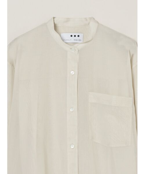 three dots / スリードッツ シャツ・ブラウス | Sheer cotton band collar shirt | 詳細2