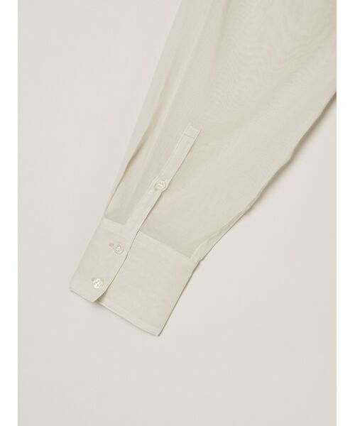 three dots / スリードッツ シャツ・ブラウス | Sheer cotton band collar shirt | 詳細3