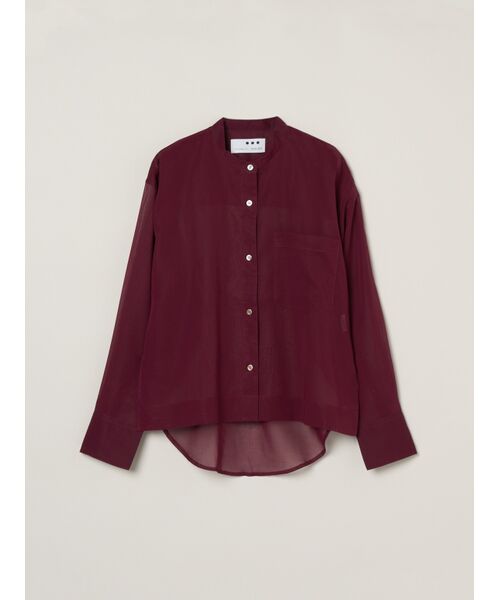three dots/スリードッツ Sheer cotton band collar shirt bordeaux S