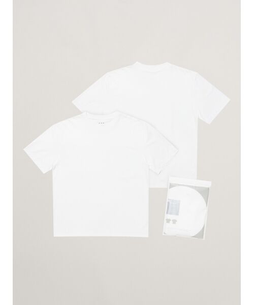 three dots/スリードッツ 【unisex】 powdery cotton 2pack tee white L three dots/スリードッツ 【unisex】 powdery cotton 2pack tee white L