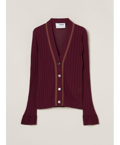 three dots/スリードッツ Soft cotton rayon rib cardigan bordeaux M three dots/スリードッツ Soft cotton rayon rib cardigan bordeaux M