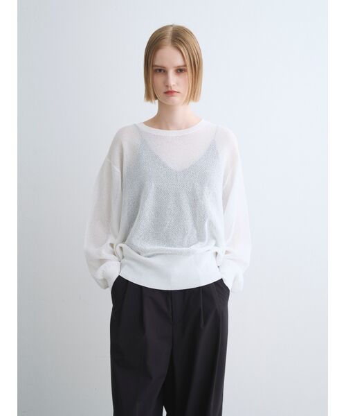 three dots / スリードッツ その他トップス | Shimmer sweater mesh top | 詳細6