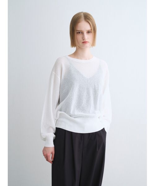three dots / スリードッツ その他トップス | Shimmer sweater mesh top | 詳細7