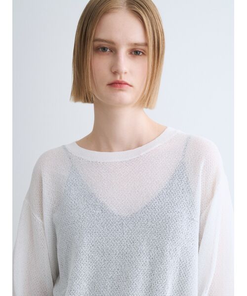 three dots / スリードッツ その他トップス | Shimmer sweater mesh top | 詳細8
