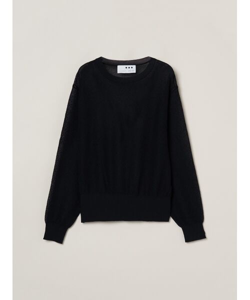 three dots/スリードッツ Shimmer sweater mesh top black S three dots/スリードッツ Shimmer sweater mesh top black S