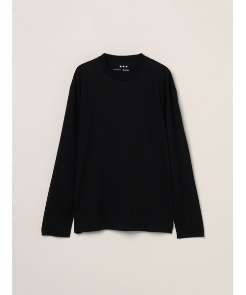 three dots/スリードッツ Men's nasia interlock l/s t-shirt black S three dots/スリードッツ Men's nasia interlock l/s t-shirt black S
