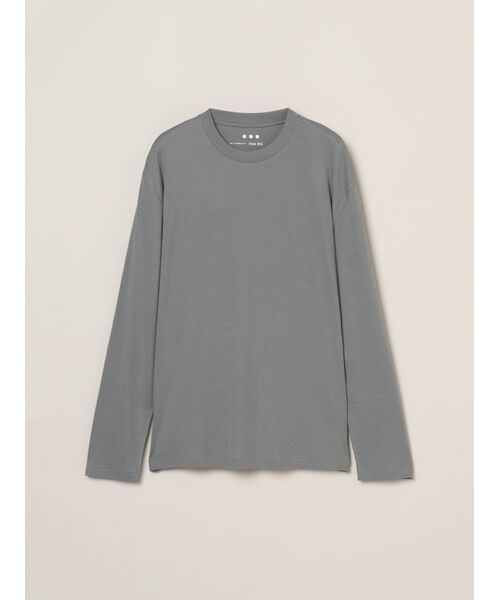 three dots/スリードッツ Men's nasia interlock l/s t-shirt grey S three dots/スリードッツ Men's nasia interlock l/s t-shirt grey S