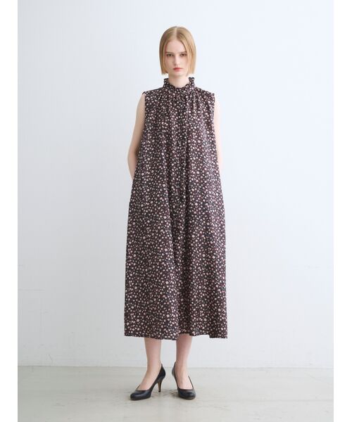 three dots / スリードッツ ドレス | Silky twill gather dress | 詳細9