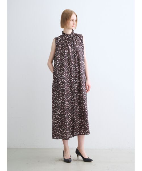 three dots / スリードッツ ドレス | Silky twill gather dress | 詳細10