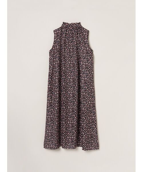 three dots / スリードッツ ドレス | Silky twill gather dress | 詳細1