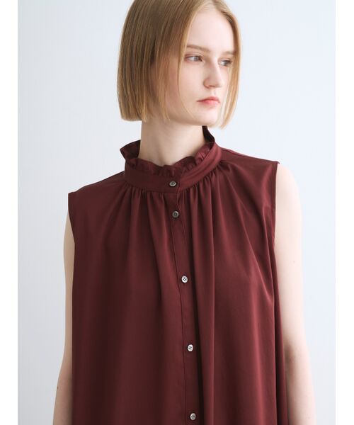 three dots / スリードッツ ドレス | Silky twill gather dress | 詳細9