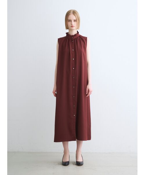 three dots / スリードッツ ドレス | Silky twill gather dress | 詳細10