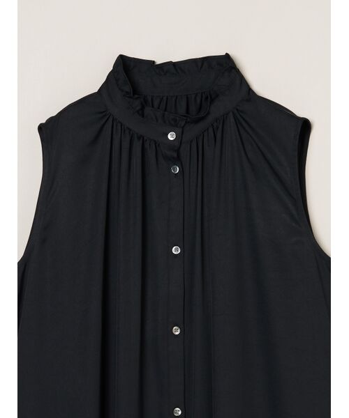 three dots / スリードッツ ドレス | Silky twill gather dress | 詳細2